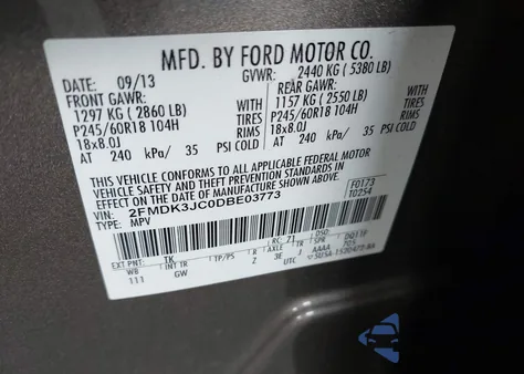 2013 Ford Edge Sel z USA, uszkodzony, nr VIN 2FMDK3JC0DBE03773